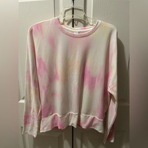 Old Navy Active Pink, Yellow, White Tie Dye Athletic Top, Medium